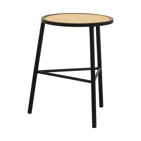 Daire Natural Rattan Seat Stool Round In Black_2