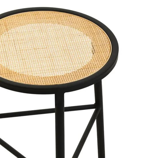 Daire Natural Rattan Seat Stool Round In Black_3