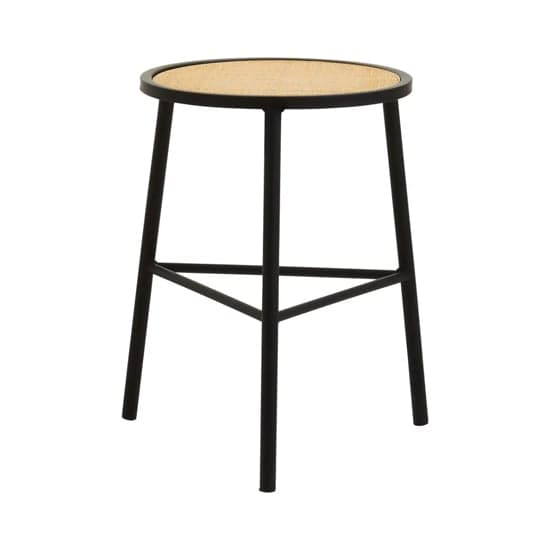 Daire Natural Rattan Seat Stool Round In Black Furniture in Fashion