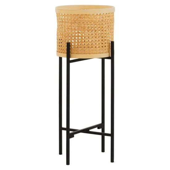 Daire Wooden Plant Stand Small With Cross Legs In Black_1