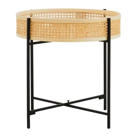Daire Wooden Side Table With Black Cross Metal Legs_2