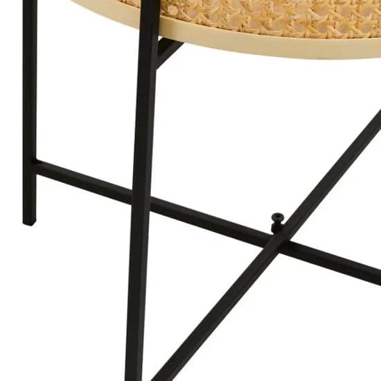 Daire Wooden Side Table With Black Cross Metal Legs_3