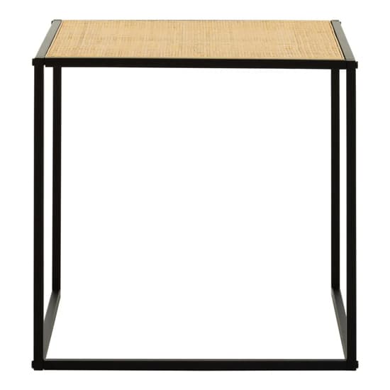 Daire Wooden Side Table Square With Natural Rattan Top Furniture in