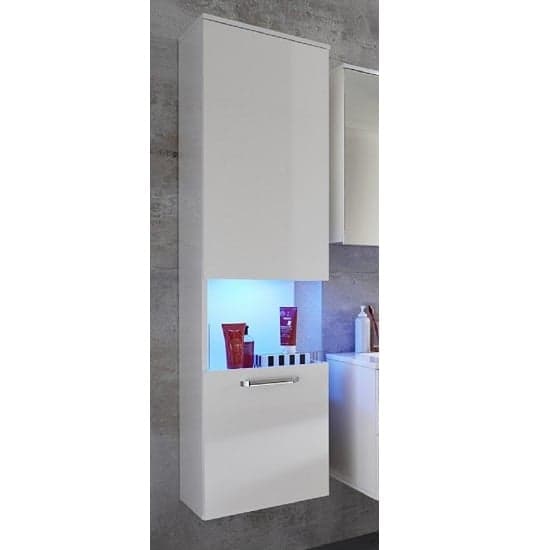 Dale Wall Mounted Left Bathroom Cabinet White High Gloss And LED_6