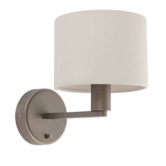 Daley White Fabric Shades Wall Light In Dark Antique Bronze_2