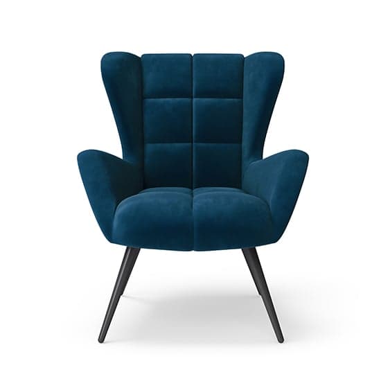 Dalia Plush Velvet Accent Chair In Blue With Black Legs_3