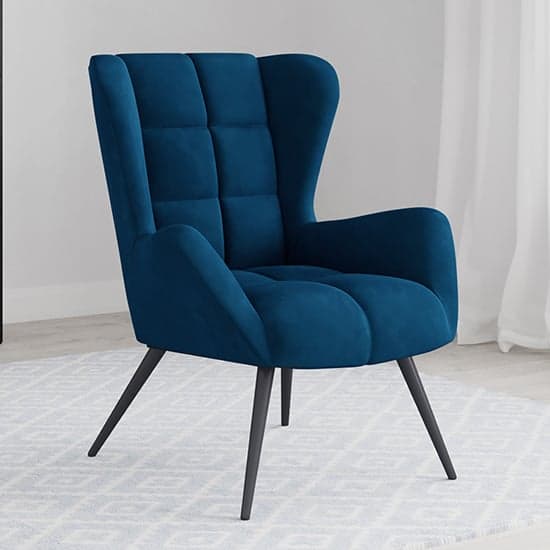 Dalia Plush Velvet Accent Chair In Blue With Black Legs_1