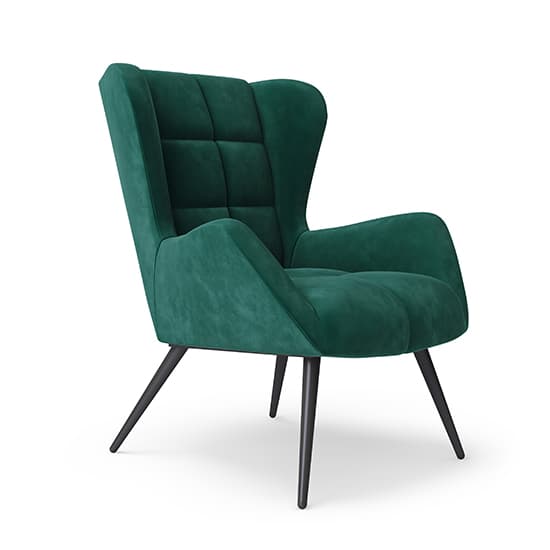 Dalia Plush Velvet Accent Chair In Green With Black Legs_2