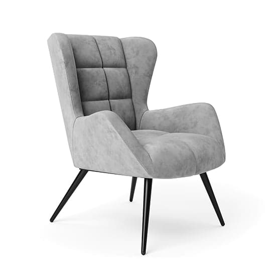 Dalia Plush Velvet Accent Chair In Grey With Black Legs_2