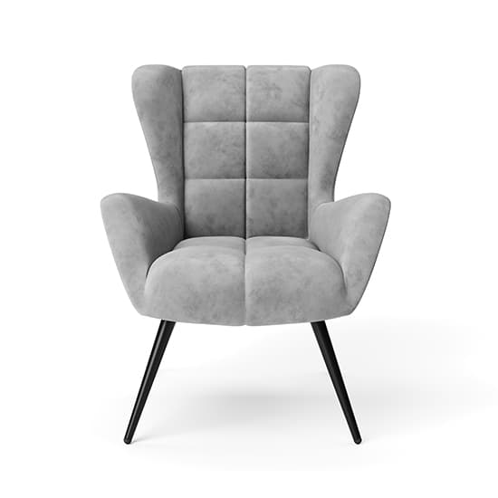 Dalia Plush Velvet Accent Chair In Grey With Black Legs_3