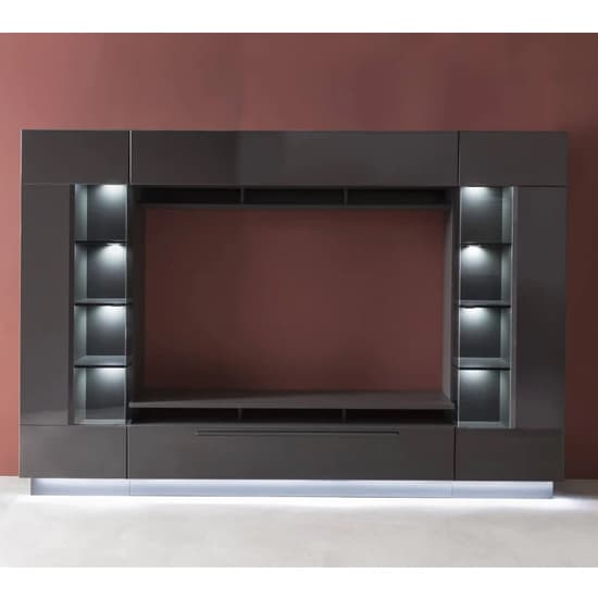 Dallas Entertainment Unit In Graphite Grey With LED Lights_3
