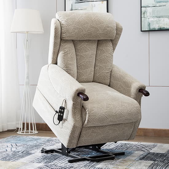 Dallas Fabric Riser Dual Motor Recliner Chair In Cream_8