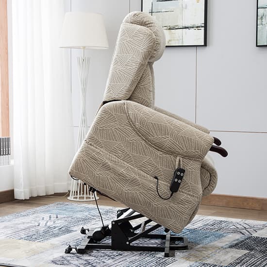 Dallas Fabric Riser Dual Motor Recliner Chair In Cream_9