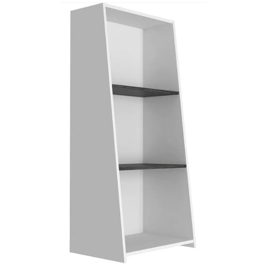 Dunster Low Wooden Bookcase In White And Carbon Grey_2