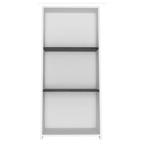 Dunster Low Wooden Bookcase In White And Carbon Grey_3