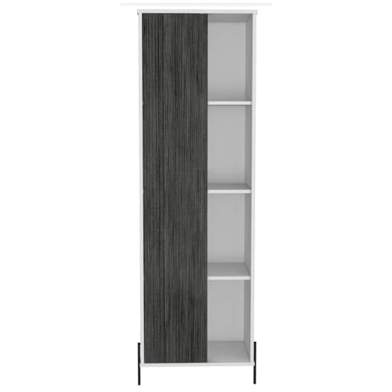 Dunster Tall Wooden Display Cabinet In White And Carbon Grey_3