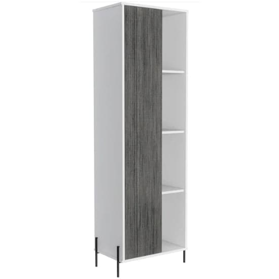 Dunster Tall Wooden Display Cabinet In White And Carbon Grey_1
