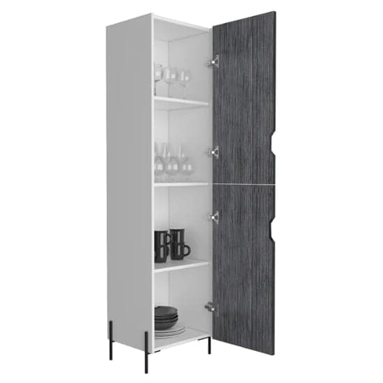 Dunster Tall Wooden Storage Cabinet In White And Carbon Grey_2