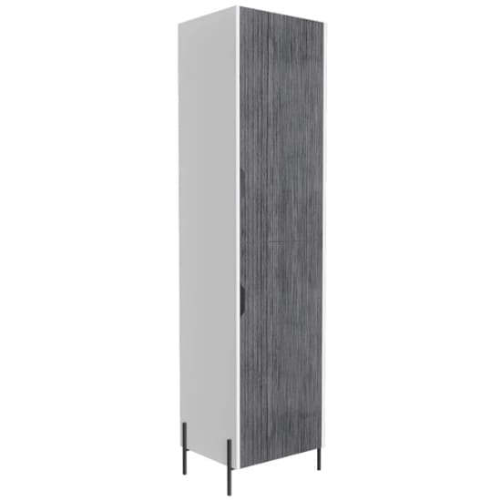 Dunster Tall Wooden Storage Cabinet In White And Carbon Grey_1
