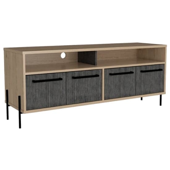 Heswall Wide Wooden TV Stand In Washed Oak And Carbon Grey_1