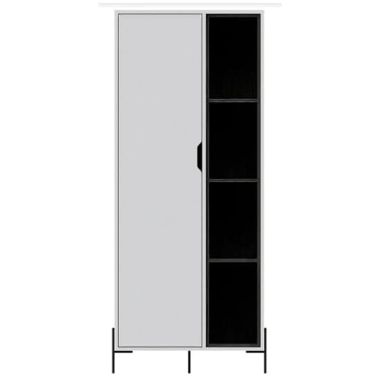 Dunster Wooden Bookcase In White And Carbon Grey With 1 Door_3