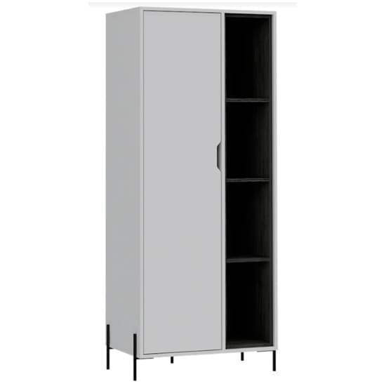 Dunster Wooden Bookcase In White And Carbon Grey With 1 Door_1
