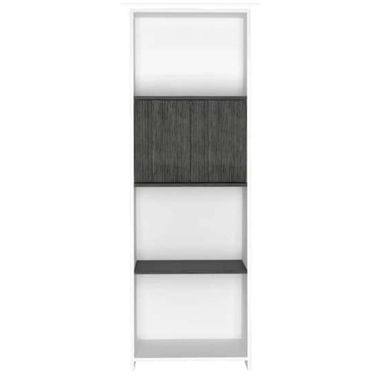 Dunster Wooden Bookcase In White And Carbon Grey With 2 Doors_3