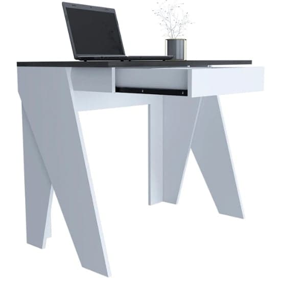 Dunster Wooden Laptop Desk In White And Carbon Grey_2