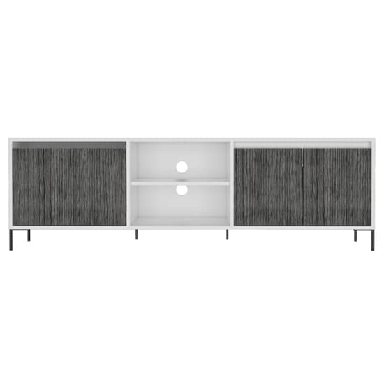 Dunster Wooden TV Stand In White And Carbon Grey With 4 Doors_3