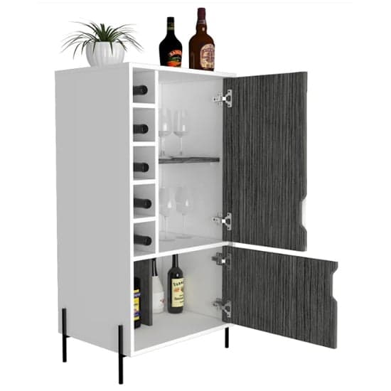 Dunster Wooden Wine Cabinet In White And Carbon Grey_2
