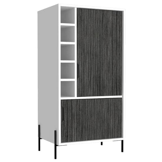 Dunster Wooden Wine Cabinet In White And Carbon Grey_1