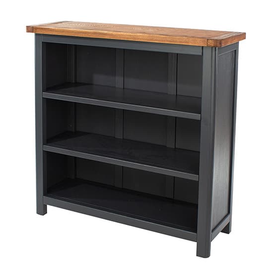 Dallon Low Wooden Bookcase In Midnight Blue Furniture in Fashion