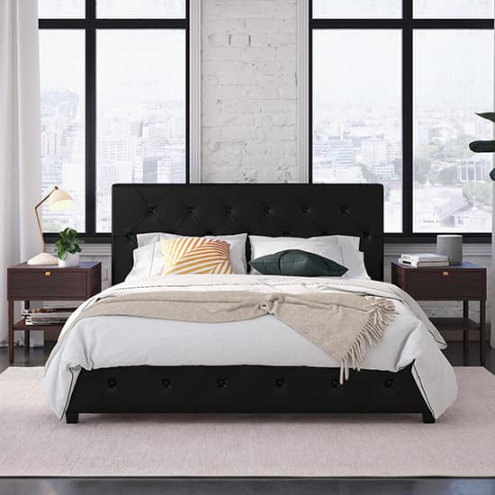 Dakotas Faux Leather Double Bed In Black_2