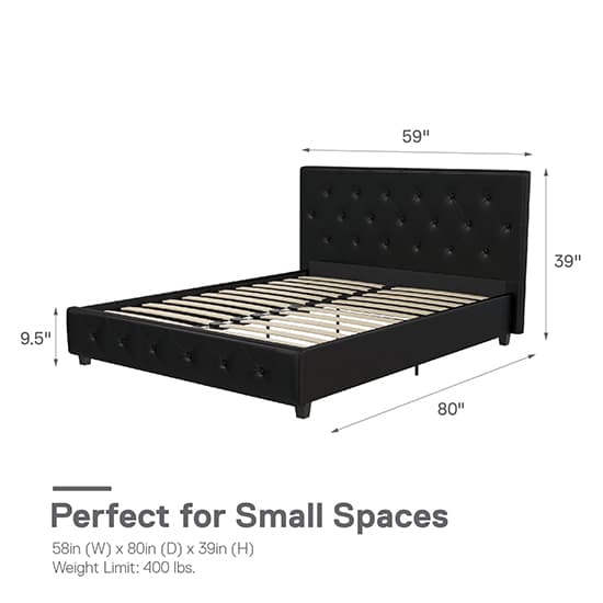 Dakotas Faux Leather Double Bed In Black_9