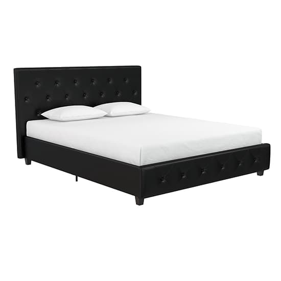 Dakotas Faux Leather King Size Bed In Black Furniture in Fashion