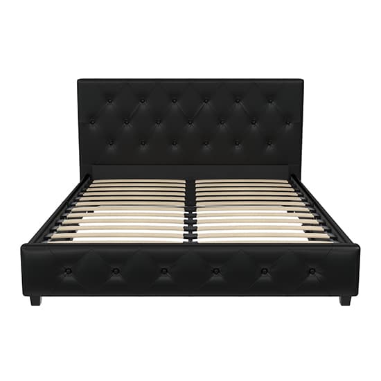 Dakotas Faux Leather King Size Bed In Black Furniture in Fashion