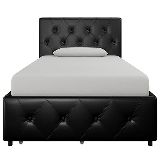 Dalya Faux Leather Single Bed With Drawers In Black_5