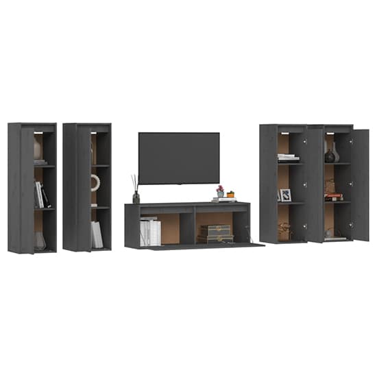 Danail Solid Pinewood Entertainment Unit In Grey_4