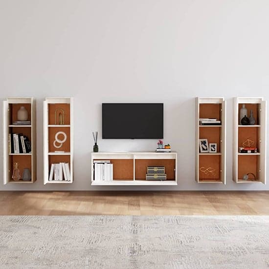 Danail Solid Pinewood Entertainment Unit In White_2