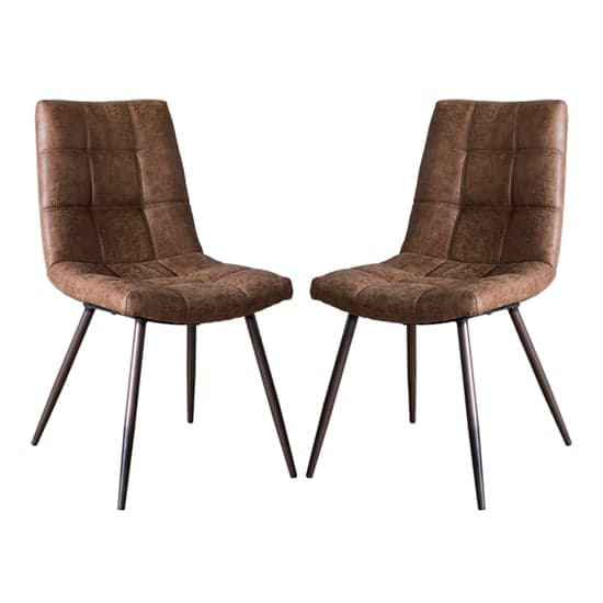 Danbury Brown Faux Leather Dining Chairs In Pair_1