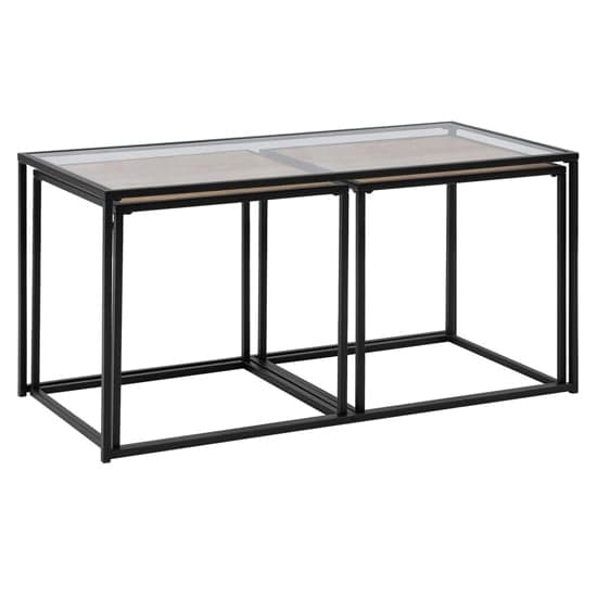 Danbury Clear Glass Nesting Coffee Tables With Black Steel Frame_2