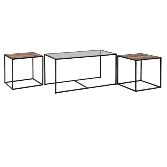 Danbury Clear Glass Nesting Coffee Tables With Black Steel Frame_5