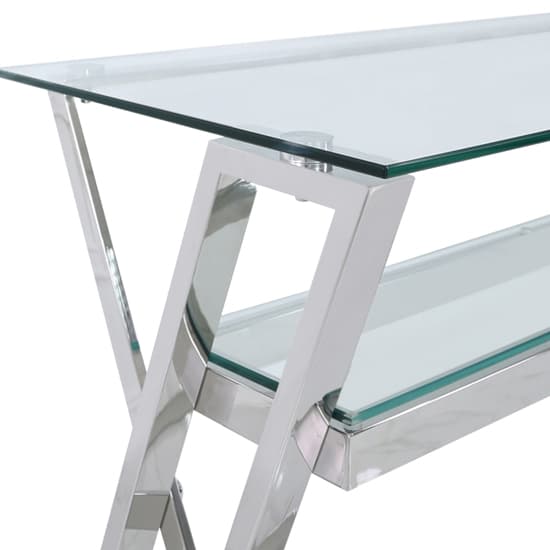 Dania Clear Glass Laptop Desk With Chrome Stainless Steel Frame