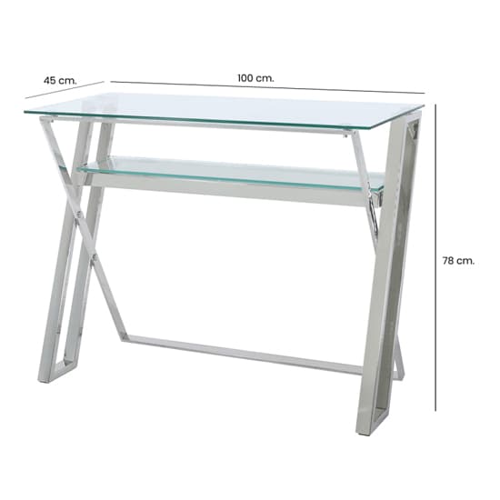 Dania Clear Glass Laptop Desk With Chrome Stainless Steel Frame