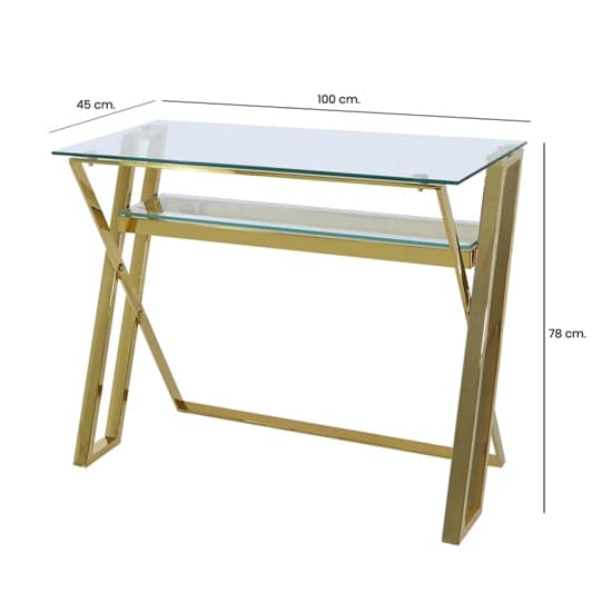 Dania Clear Glass Laptop Desk With Gold Stainless Steel Frame_5