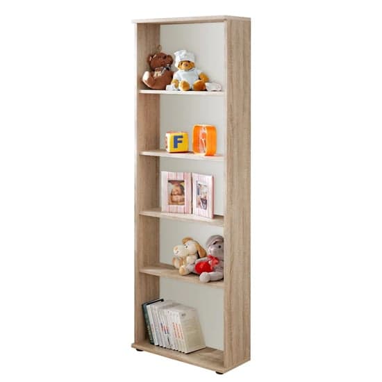 Dania Kids Bookcase 4 Shelves In Matt White And Sonoma Oak_1