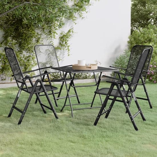 Dania Large Square Metal Mesh 5 Piece Dining Set In Anthracite_1