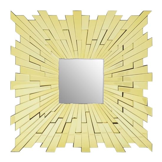 Dania Large Square Sunburst Design Wall Mirror In Gold_2