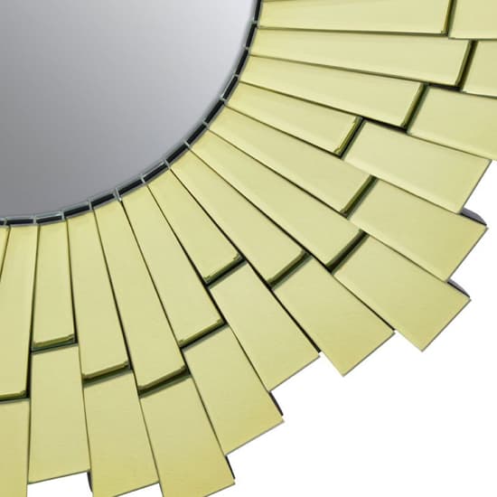 Dania Small Circular Sunburst Design Wall Mirror In Gold_3
