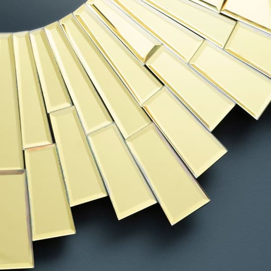 Dania Small Circular Sunburst Design Wall Mirror In Gold_4